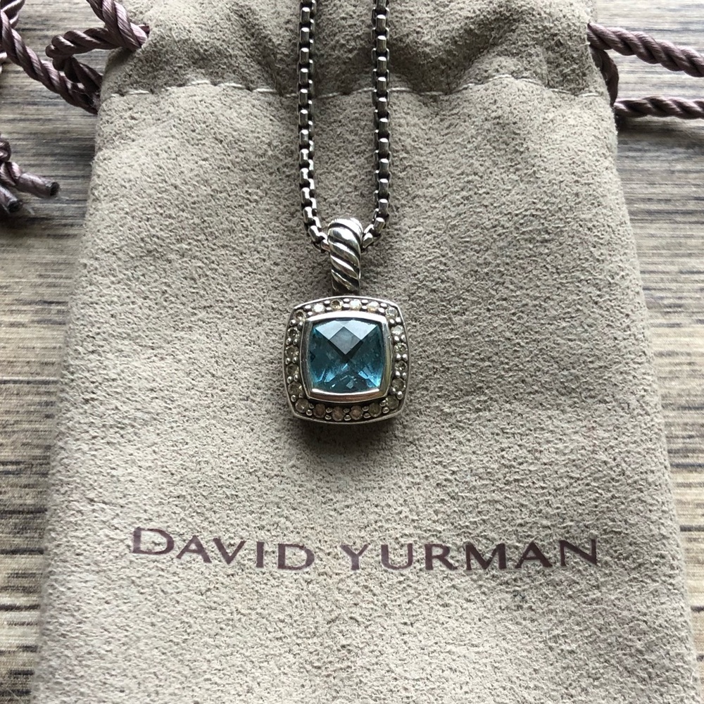 Petite Albion Necklace with Blue Topaz & Diamonds